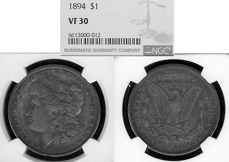 Collectors Corner 1894 1 VF30 NGC 62350555